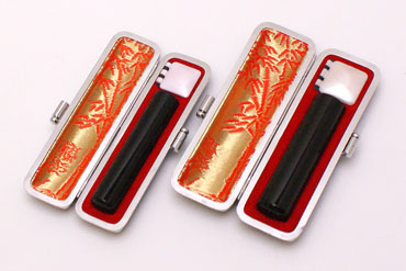 実印・銀行印セット 黒水牛 実印18.0mm【銀枠】