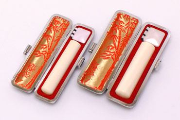 実印・銀行印セット 本象牙(極上) 実印18.0mm【銀枠】