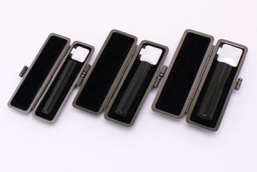実印・銀行印・認め印セット 黒水牛 実印18.0mm【ブラックメタル枠】