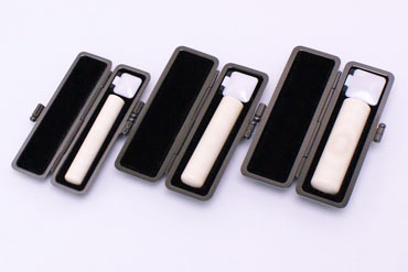 実印・銀行印・認め印セット 本象牙(日輪) 実印18.0mm【ブラックメタル枠】